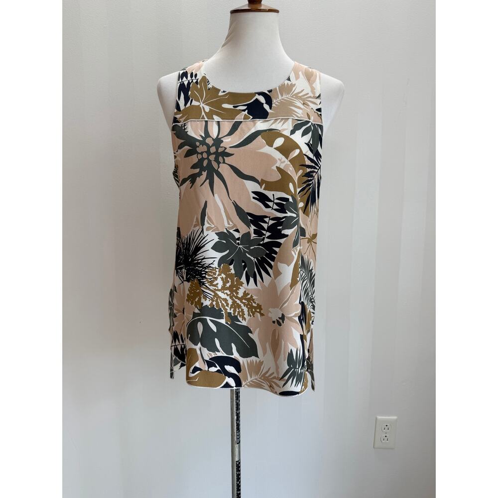 RAG & BONE Patricia Floral Leaf Silk Sleeveless Top Sz M